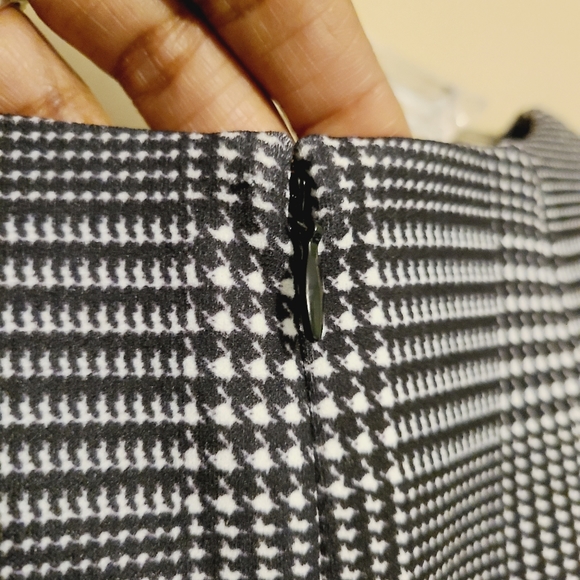 Calvin Klein Black & White Plaid Sheath Dress with Embroidery - Picture 13 of 14